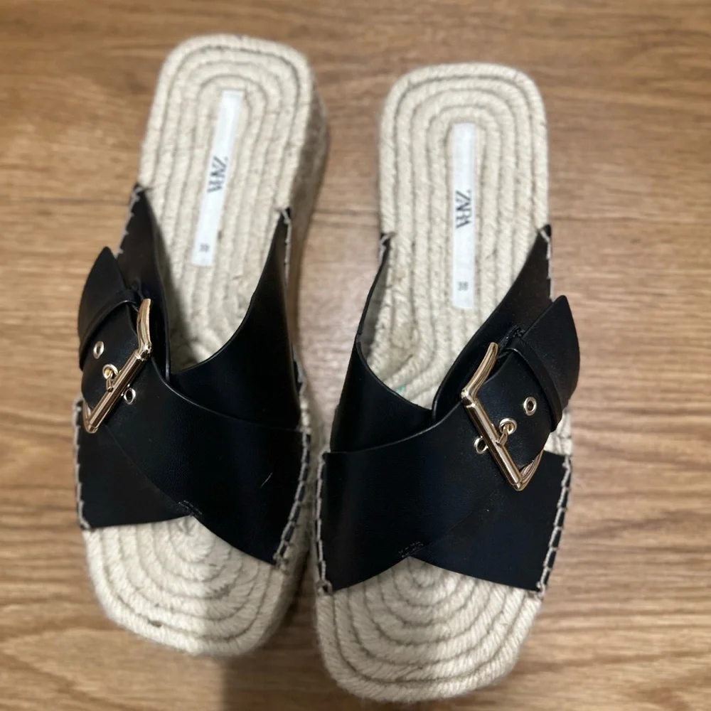 Zara black platform sandals